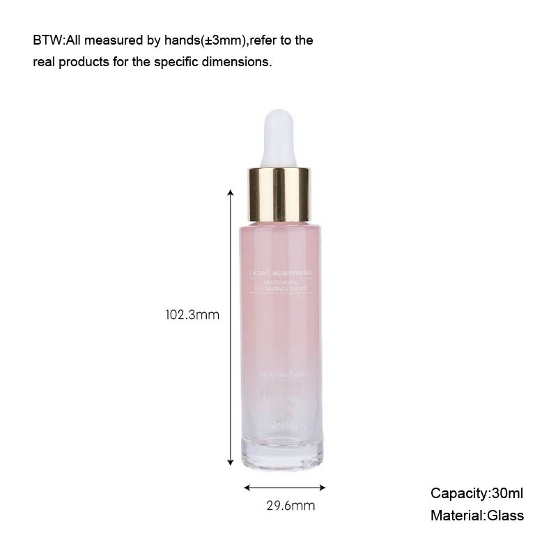 30ml Clear Glass Empty Dropper Bottles Gradient Pink With Platinum Dropper Head