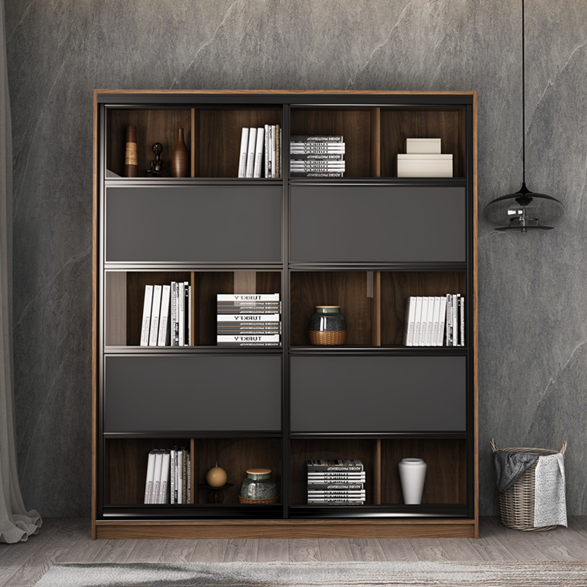 120cm To 240cm High Wooden Office Bookshelf Melamine Wood Furniture For Home Hotel