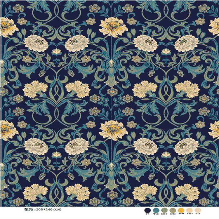 Axminster Modern Area Carpet Chrysanthemum Printed Pattern Classical Style