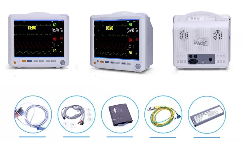 12 Inch Multiparameter Patient Monitor ETCO2 SPO2 ECG Monitor Multi Parameter ICU Monitor