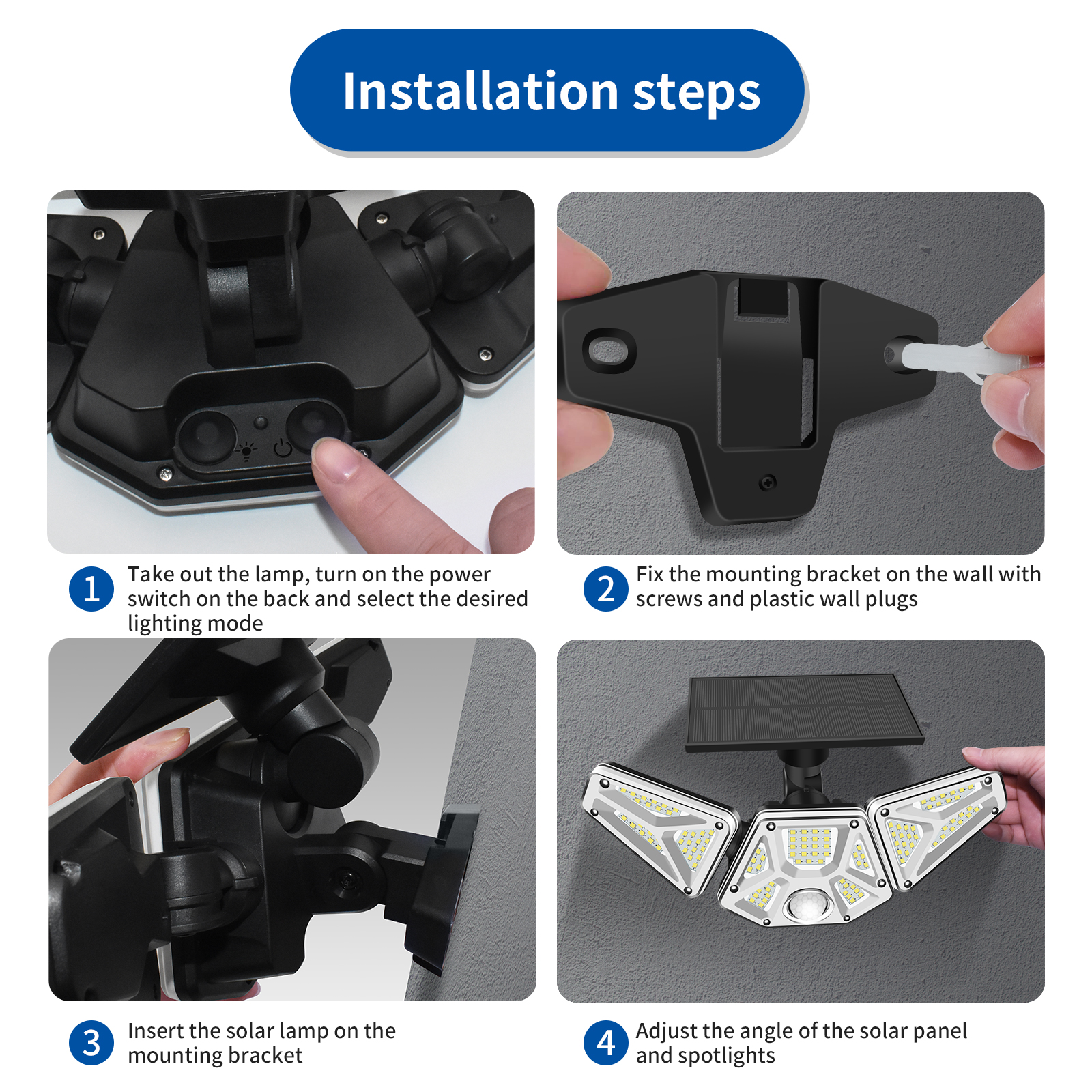 LED solar motion sensor light outdoor