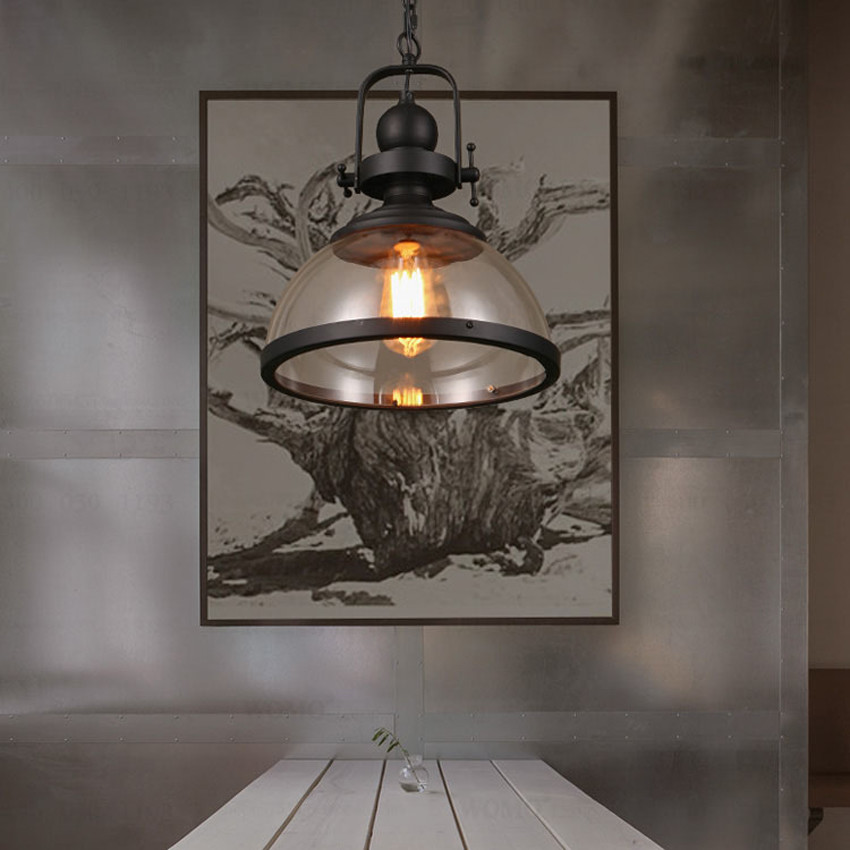 Vintage Industrial glass Pendant Lights Loft iron antique Hanging Lamp(WH-GP-89)