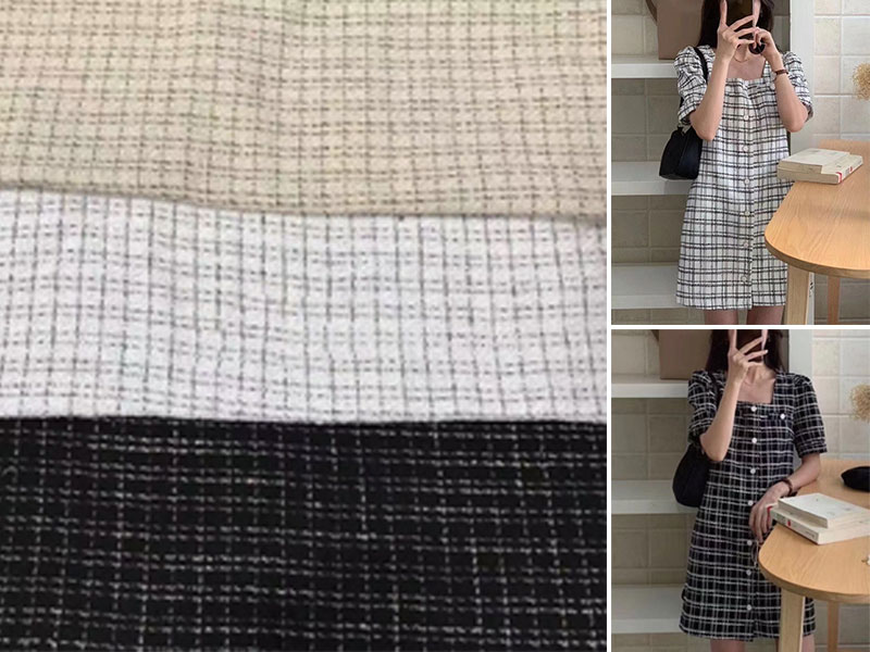 Herringbone Check Polyester Worsted Tweed Wool Fabric 150cm Width