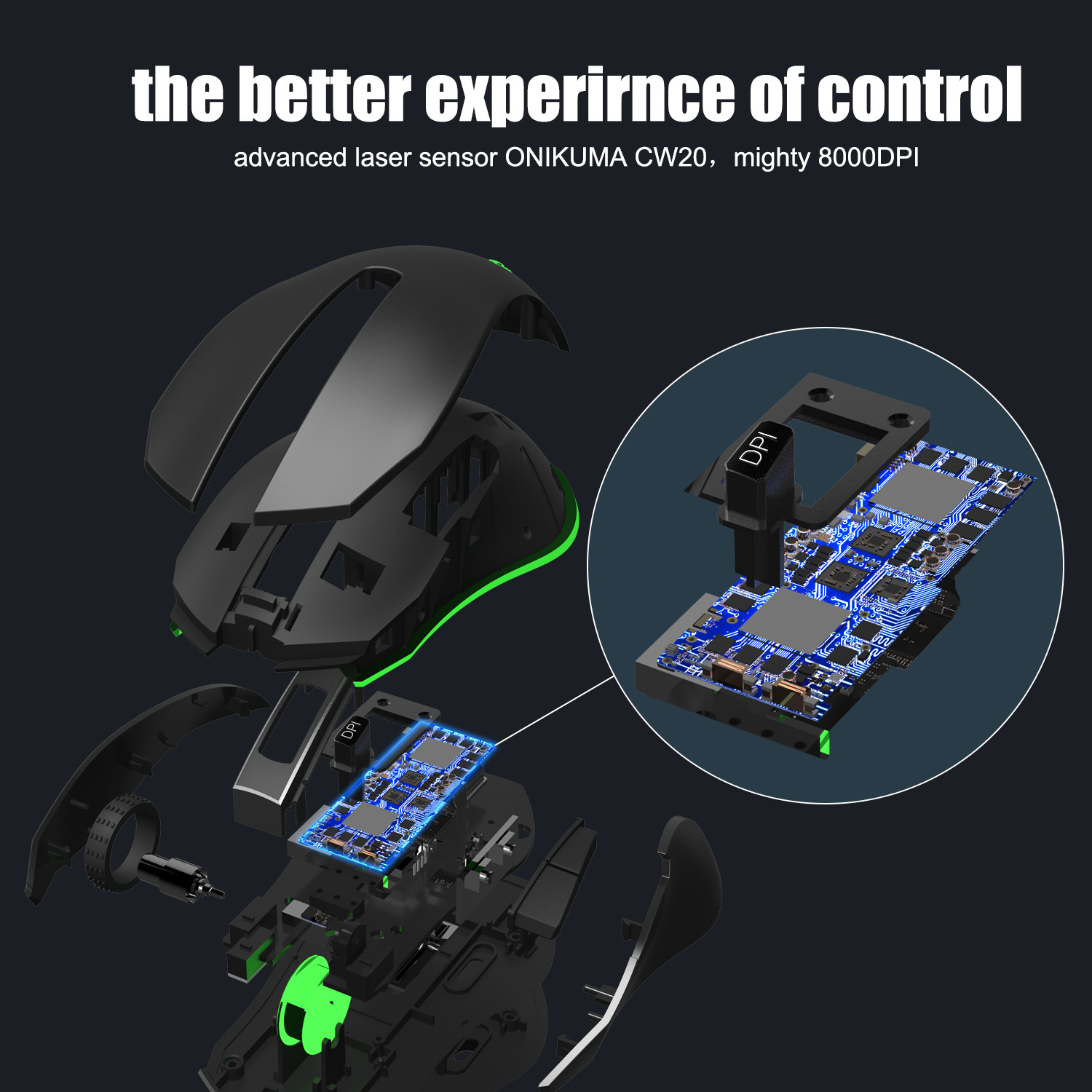 8000DPI CW60 50uA Wired Gaming Mouse For Laptop