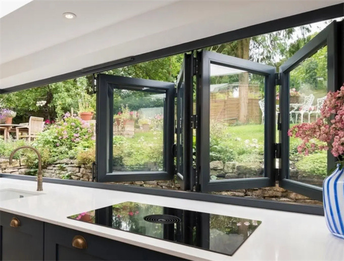 French Style Aluminum Bifold Windows Modern With Heat Insulation Coefficient ≤2.1