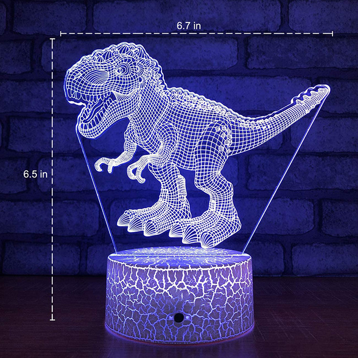 ROHS Dinosaur 3D Illusion Night Light With Remote Touch 16 Colors Changing
