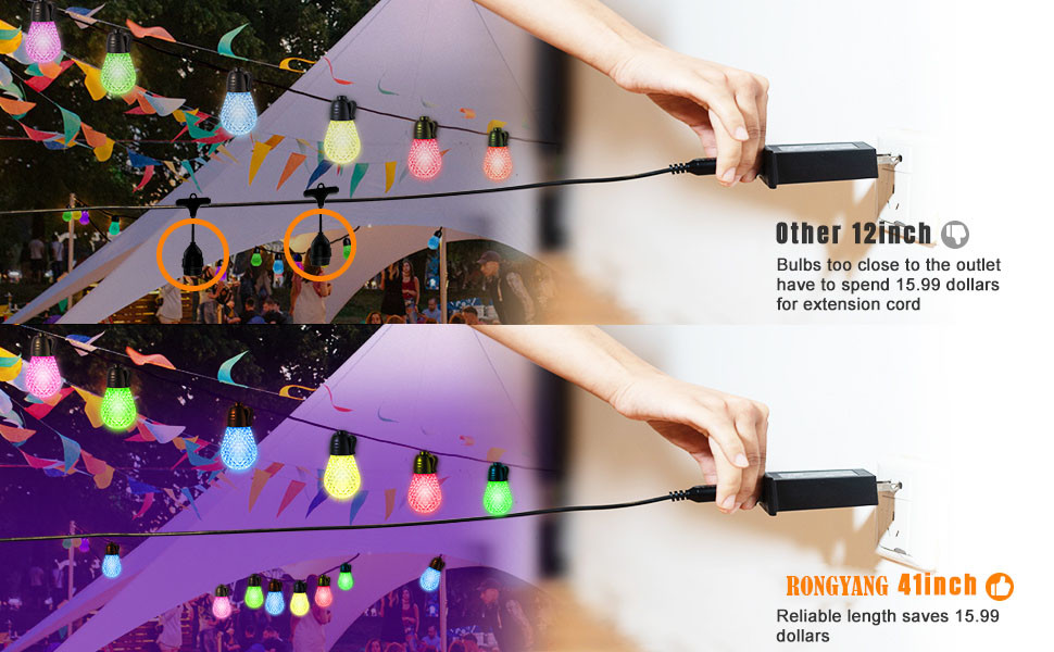 Stable DC12V RGB Outdoor String Lights APP Control Multipurpose