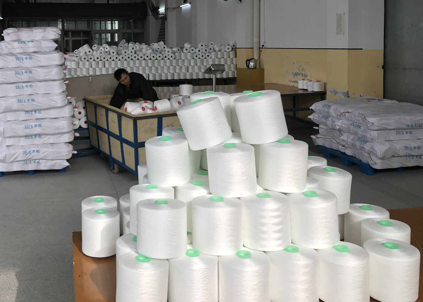 High Strength 20/2 Core Spun Polyester Sewing Thread Raw White Small Extension