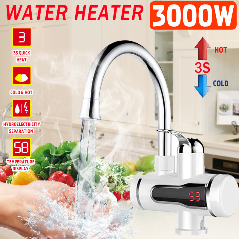 30-60℃ 220 Volt Deck Mounted Heater Faucet Electric Heated Basin Tap 2-3L/Min RoHs