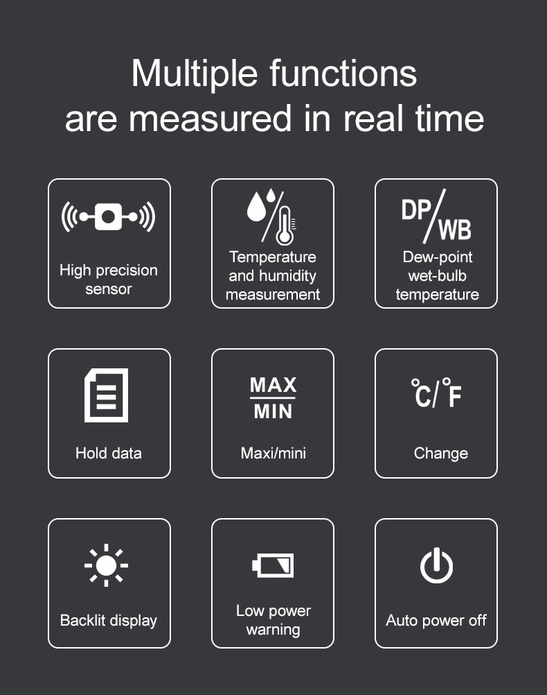 HT607 LCD Digital Temperature Humidity Meter Professional Laboratory Thermo-Hygrometer Farm Plastic Shed Moisture Meter