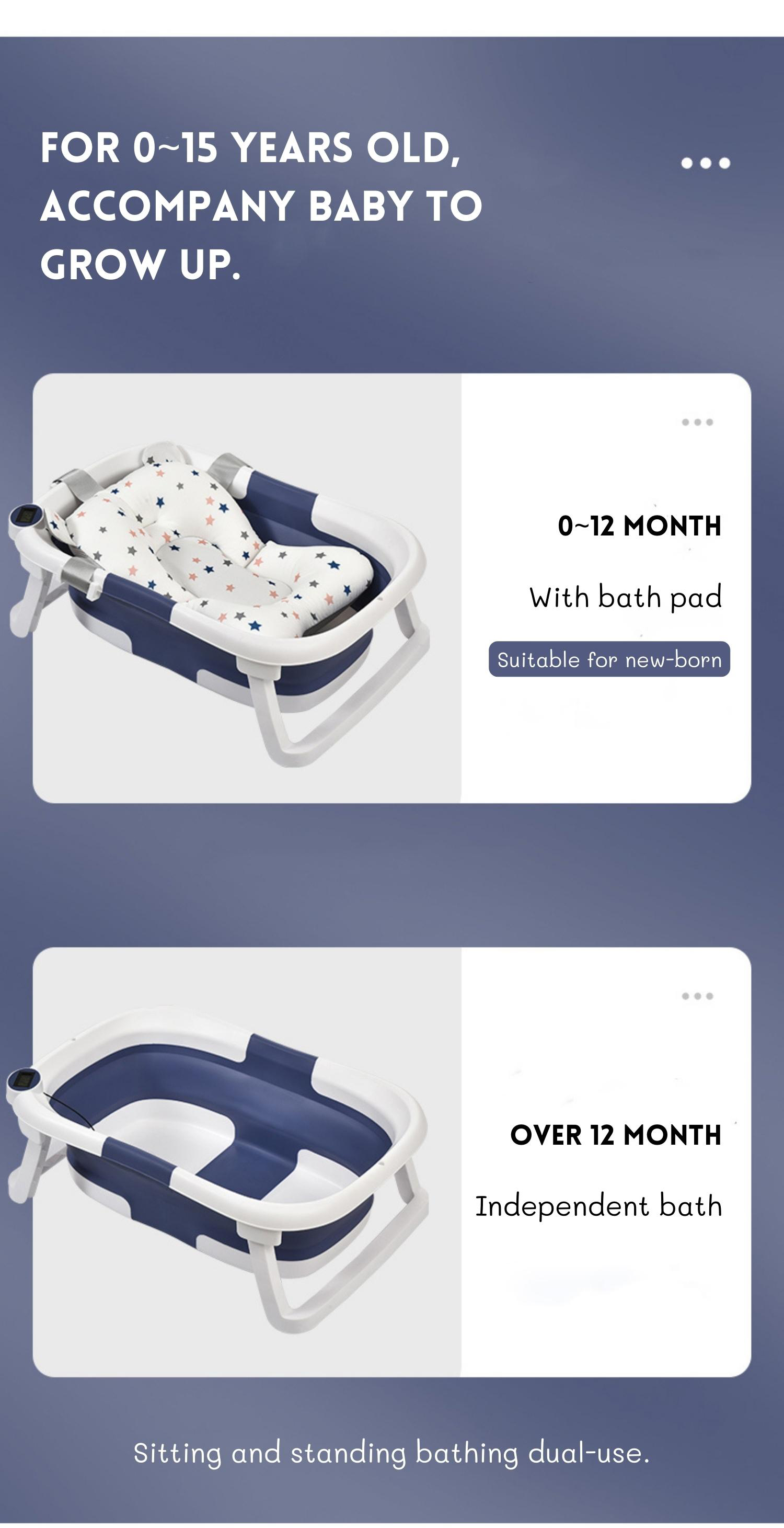 Anti Mold Newborn Baby Bathtub Set Collapsible Bath Tubs 60.5*43*20.5cm
