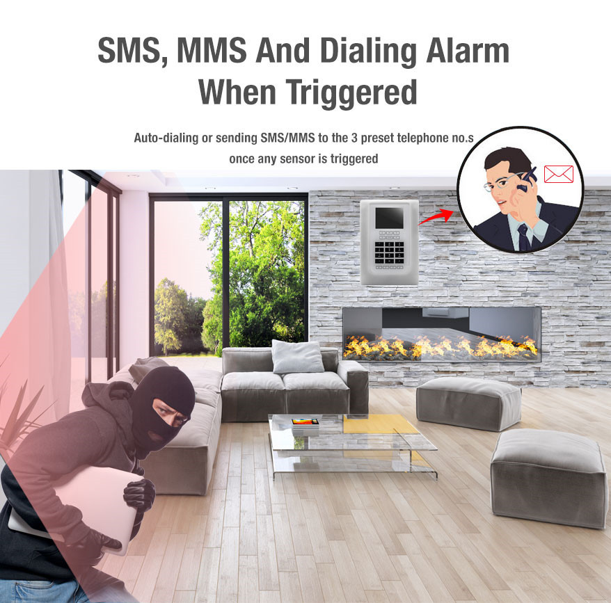 Wireless Integrated Security Systems GMS Motion Sensor LCD monitor Alarm with APP CX809S
