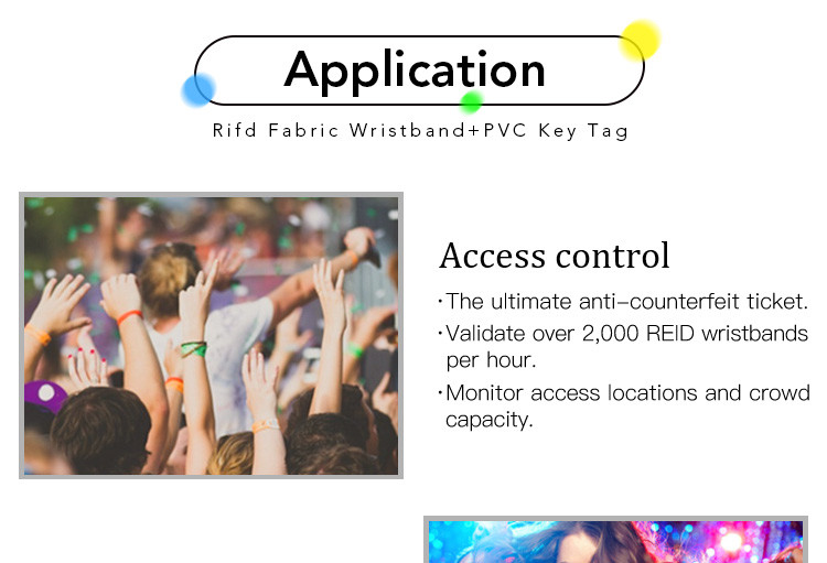 Waterproof NFC RFID Fabric Wristband Bracelet With UID Numbers For Social Distancing