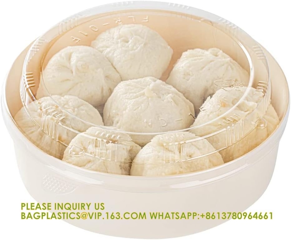 34 Oz Deep Round Wooden Containers - Containers Sold Separately, Clear Plastic To Go Box Lids