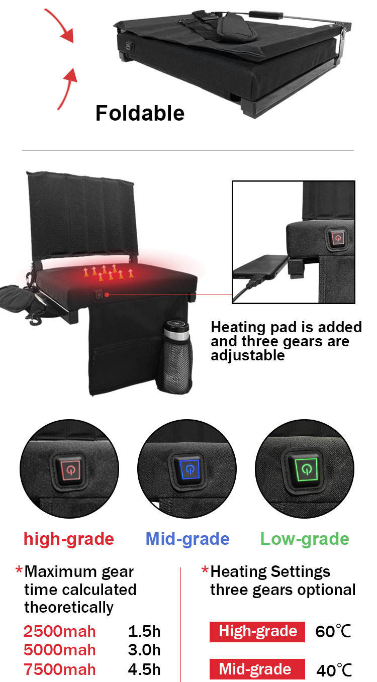 Cushion Warmers Folding Heated Chair Heated Stadium Seat For Bleachers