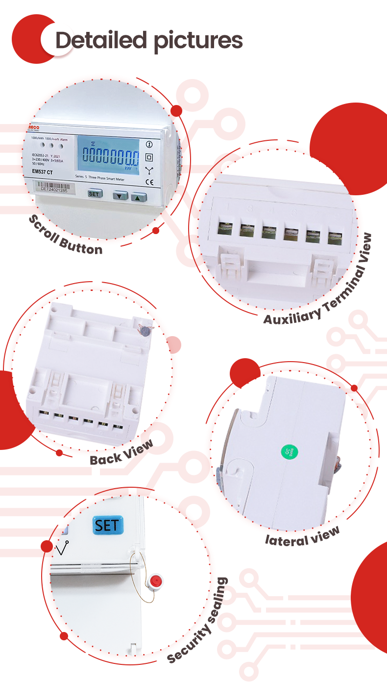Modbus RTU Communication Dual Tariffs Three Phase WiFi KWh Meter for Within Budget