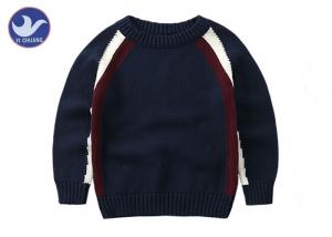 12GG Gauge Stylish Stripes Boys Cotton Sweater For Spring , Winter