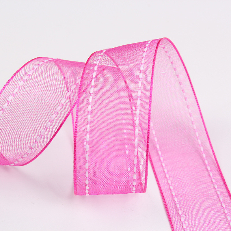 25mm|38mm Stitched Edge Polyester Organza Ribbon for Flower Gift Packing