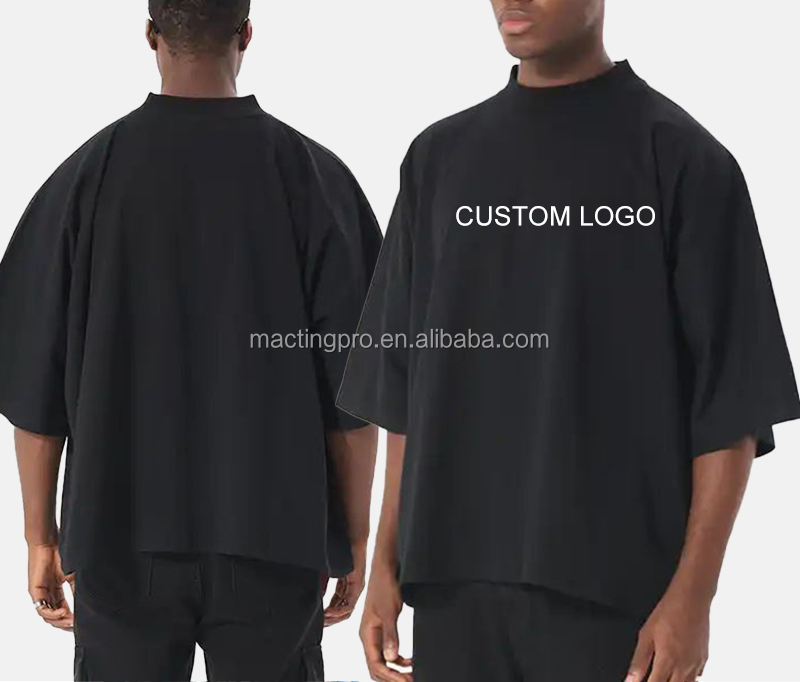Custom Puff Printed Logo T-shirt in 250 Gsm Heavy Weight Cotton for Unisex Streetwear