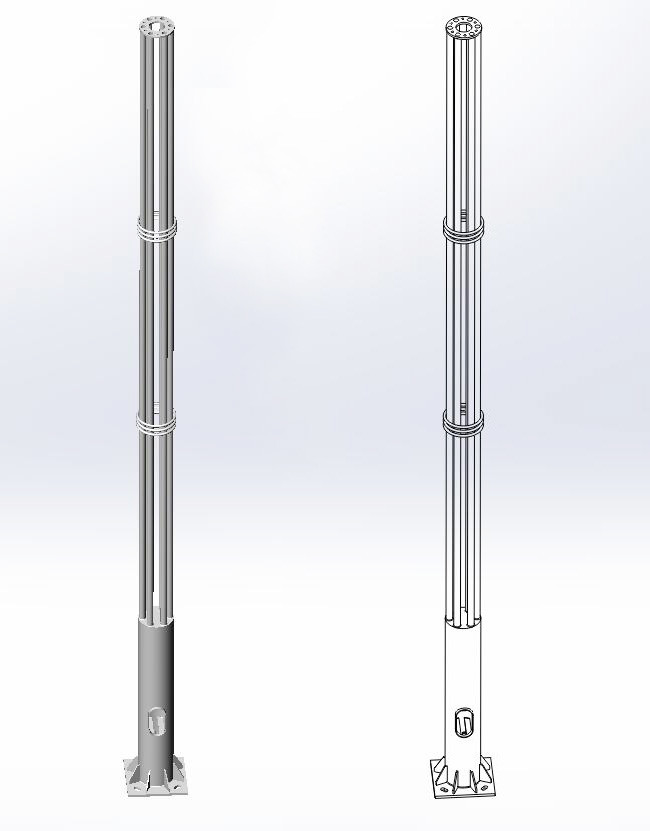 Q235 7m-12m Street Light Pole Foundation Galvanized 60m/s Wind Speed Anti Rust