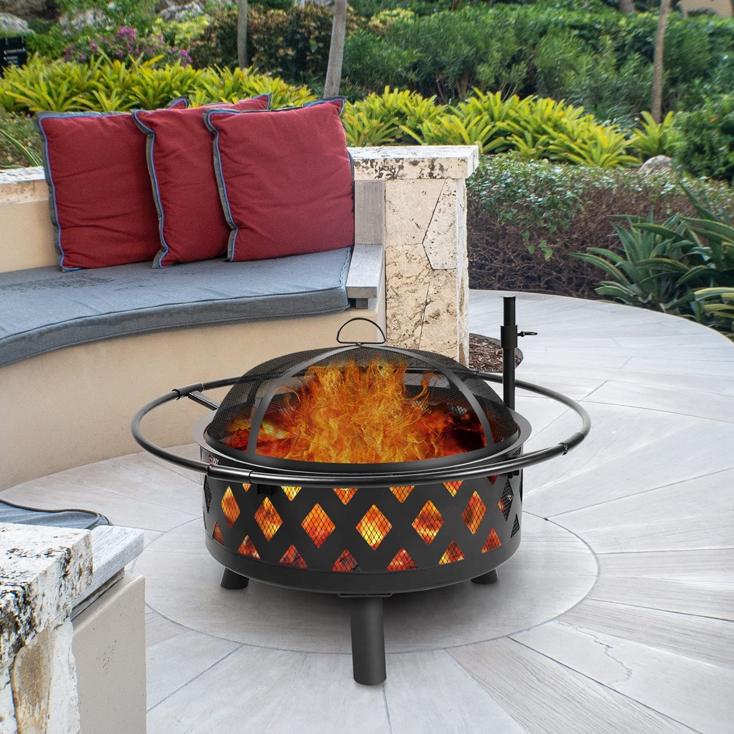 Outdoor Stainless Steel Fire Pit BBQ Grill Mesh Spark Screen Over Log Grate