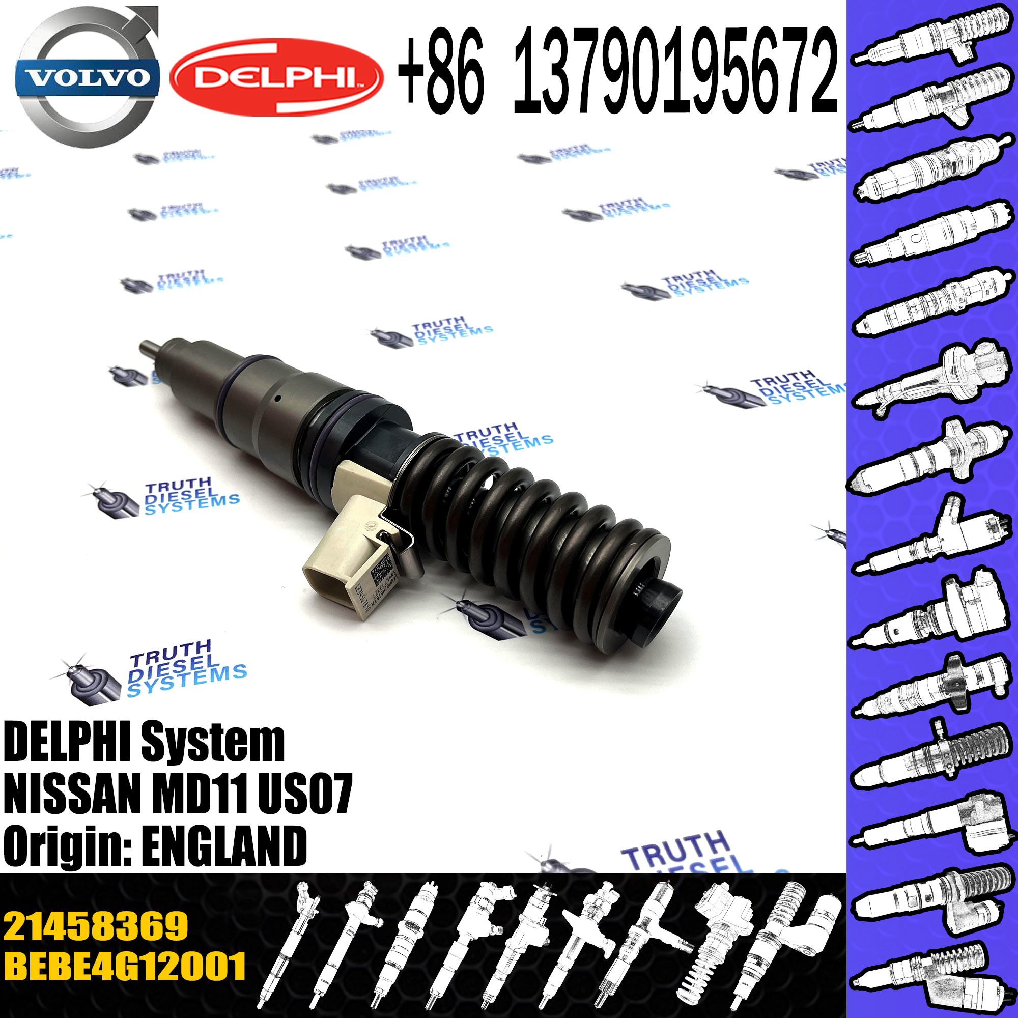 High Quality Diesel Fuel Injector For VOL MD13 US 10 TRUCK BEBE4G12001 85013160, 85003658 21458369