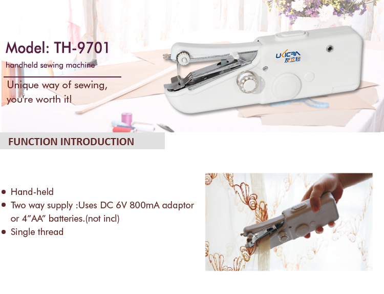 Handheld Sewing Machine White Body Output DC 6V/1000mA Battery Powered Original Box