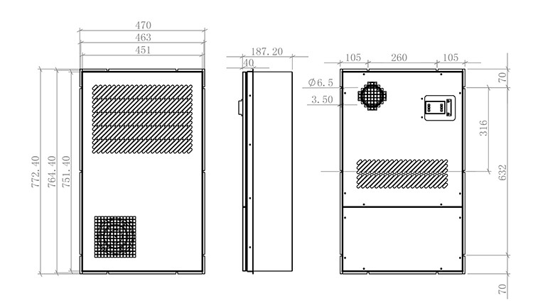 Industrial Door Mounted 1500W Cabinet Air Conditioner