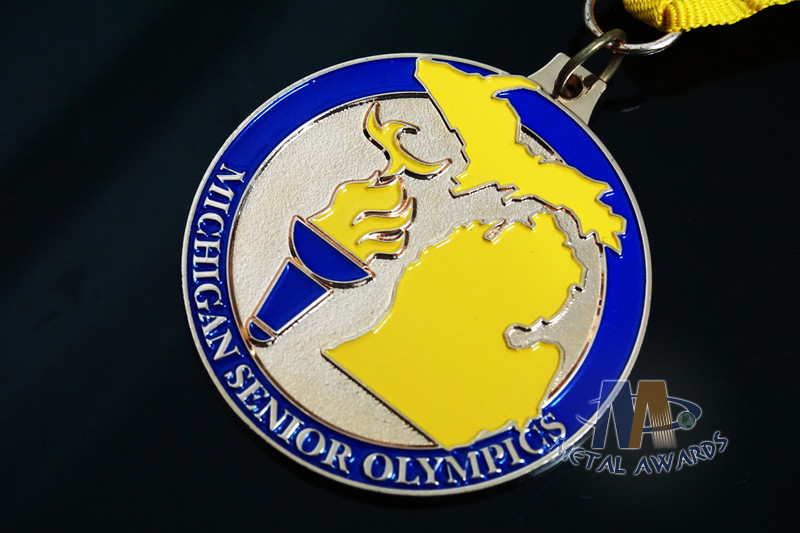 Olympics Game Badminton Custom Sports Medals With Shiny Copper Plating Printing RIbbon And Soft Enamel