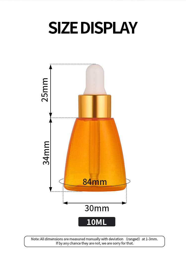 Orange Essential Oil Plastic Serum Dropper Bottle 10ml Screen Printing