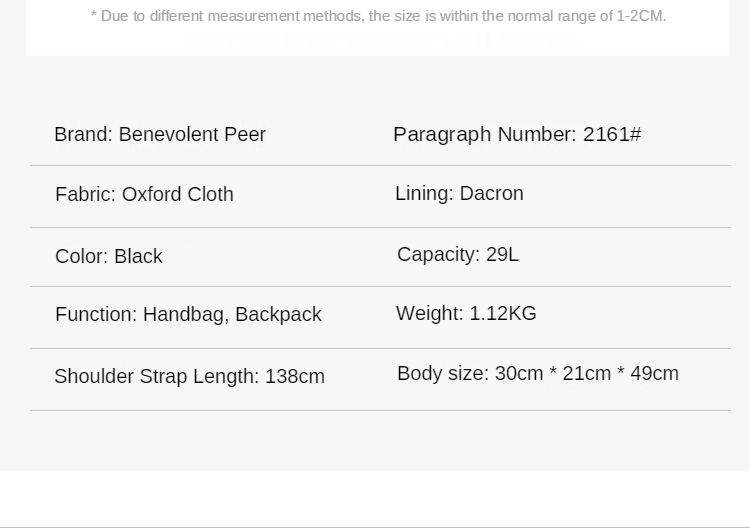 Oxford Cloth Polyester Dacron Gym Office Backpack Waterproof 29L