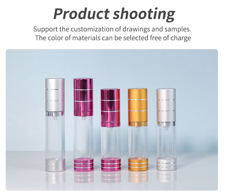 Collar Material PP 15ml 30ml 50ml Luxury Design AS Material Round Shape Lotion Serum Cream Refillable Airless Bottle
