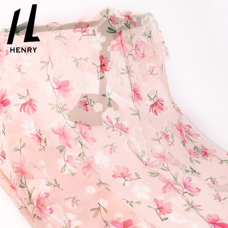 Small Fresh Style Soft Tulle Fabric Light Texture Woven Chiffon Polyesters Floral For Dress