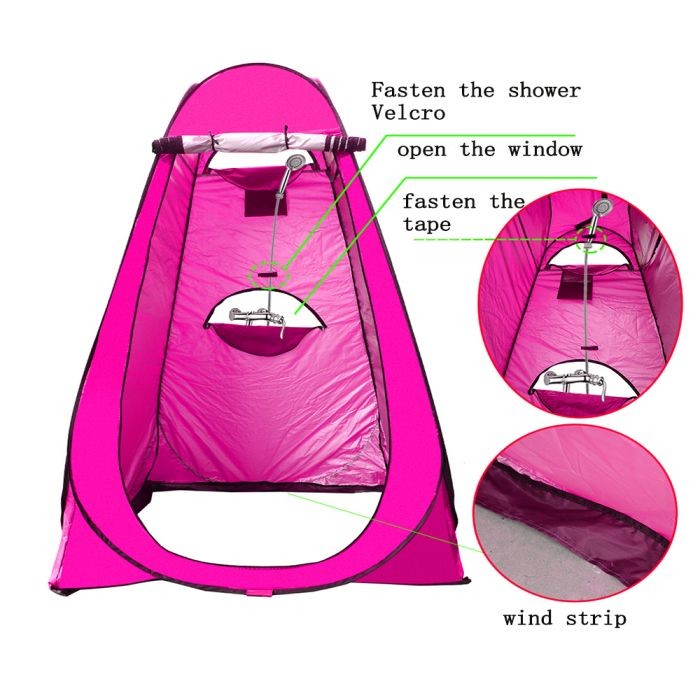 Straight Bracing Type Pop Up Shower Tent Folding Thick Silver Coated