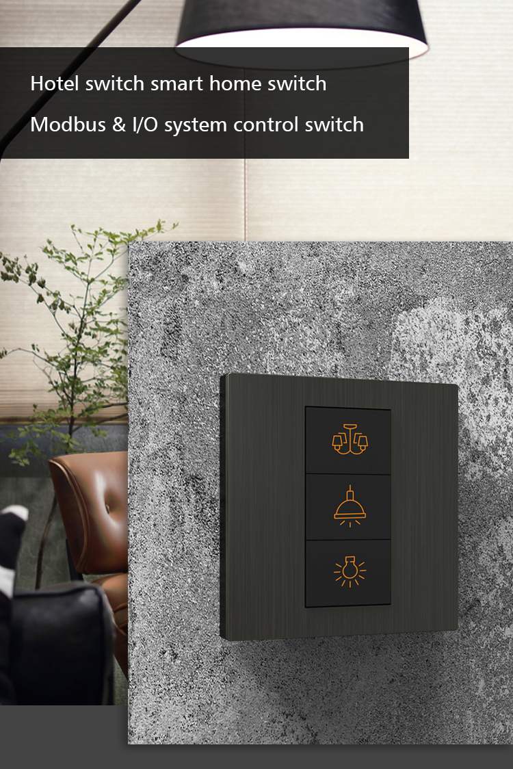 RS485 Protocol Wall Light Switch Backlight Style Push Button Power Switch