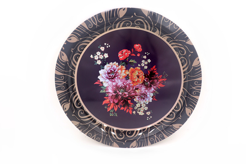30cm Black Vietnamese Metal Steel Dinner Plates For Restaurant