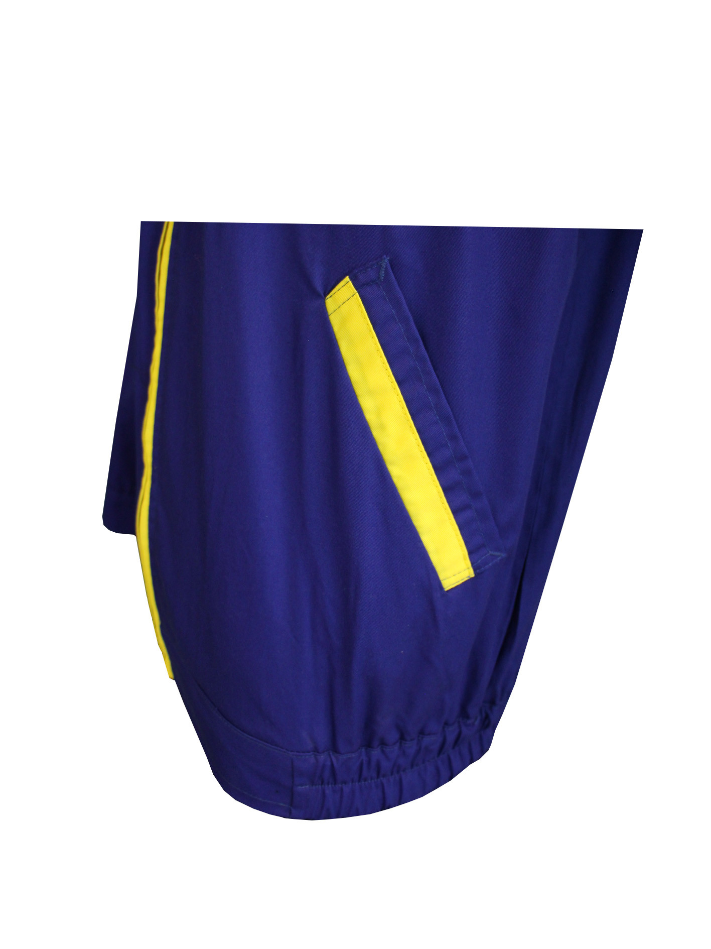 240 GSM Blue Contrast Yellow Workwear Jacket 65% Polyester 35% Cotton Twill 3/1