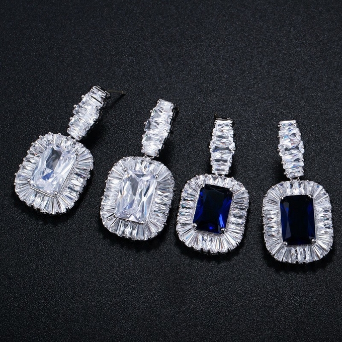 High Quality Women Vintage Luxury Rhinestone Earring jewelry CZ Zirconia Drop Natural stone earrings