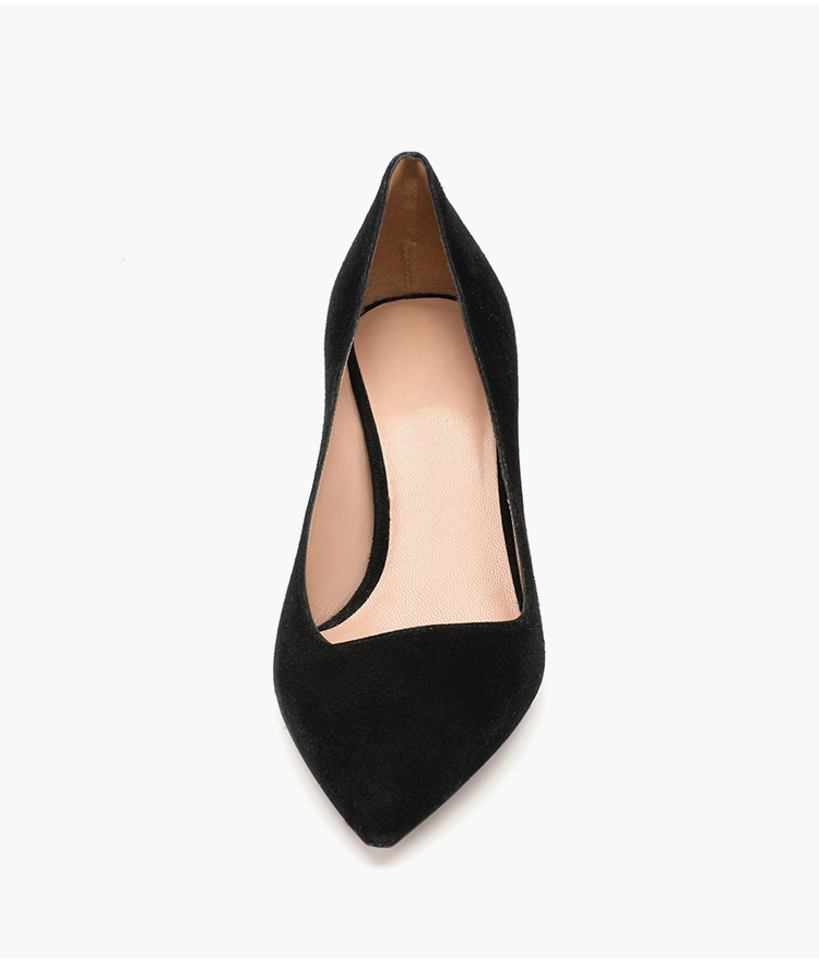 Thin Heels Pointed Toe Leather Shoes , 3 Inch Black Womens Slip On Dress Shoes