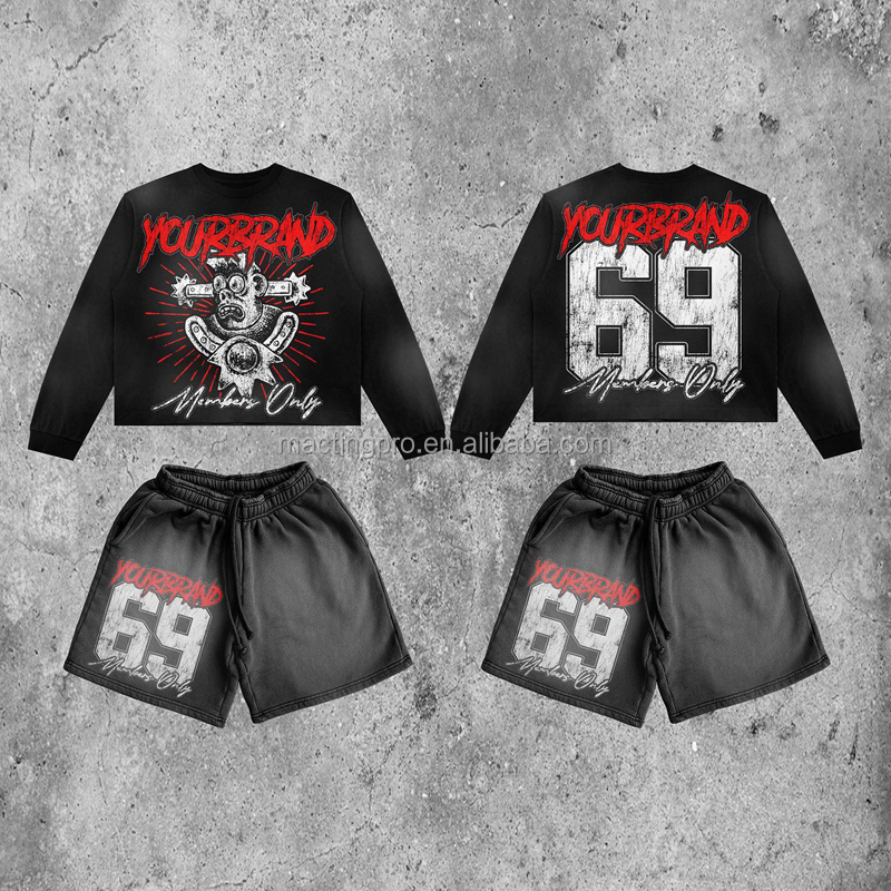 Customized Labels Men's 2 Piece Mesh Shorts Custom Shirt and Shorts Set in 100% Cotton