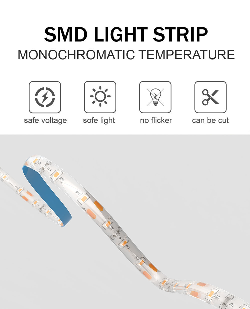 5V 8mm 320LEDs 3000K 4000K IP65 1cm One Cut Waterproof Electroplate Flexible COB LED Strip Light