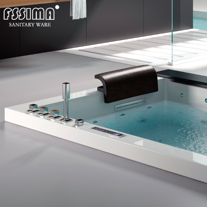 72 Inch Waterfall Whirlpool Bathtub With Lights European Standard Jacuzzi