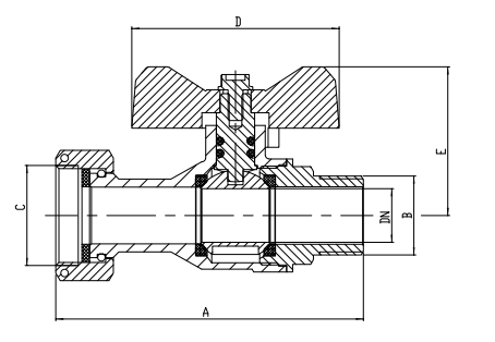 Female X Revolving Female Nut PN25 Brass Pex Ball Valve