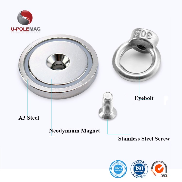 High Magnetic Force NdFeB Fishing Magnet D80x19mm-M10 with Permanent Magnetic Field