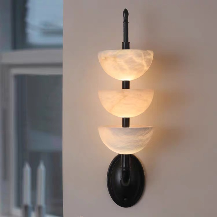 White marble led round and long and plating gold wall lamp for hotel