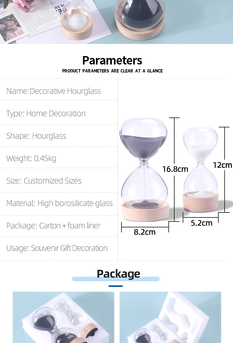 Custom Decorative Sand Timer 60 Minute 30 Minute 50 Minute With Wood Base