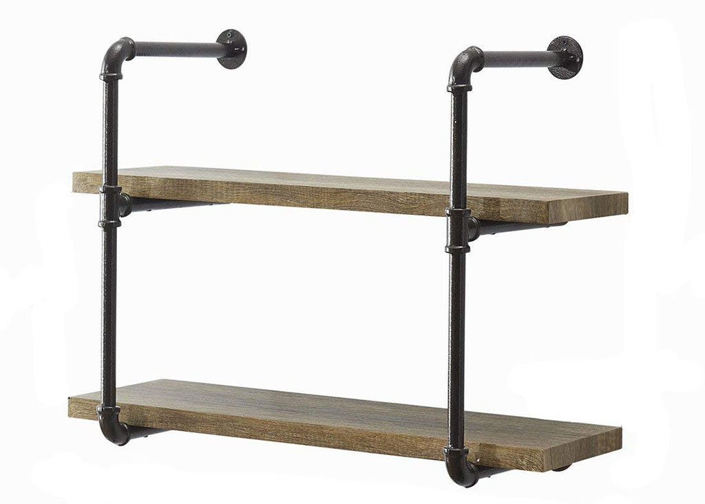Industrial Four Holes Malleable Iron Flange Wall Mounted Iron Pipe Storage Shelf