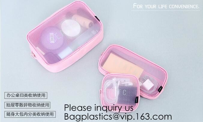 New Fashion Travel Makeup Brush Mesh Cosmetic Bag,Portable Canvas Travel Organizer Cosmetic Bag Toiletry Makeup Wash Bag