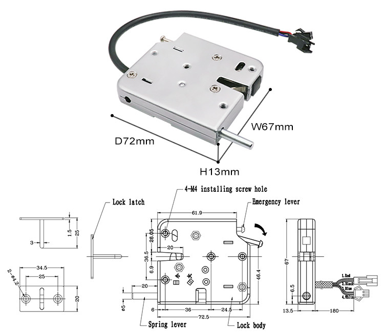 Rustproof Solenoid Cabinet Lock , 1.2A Small Solenoid Lock