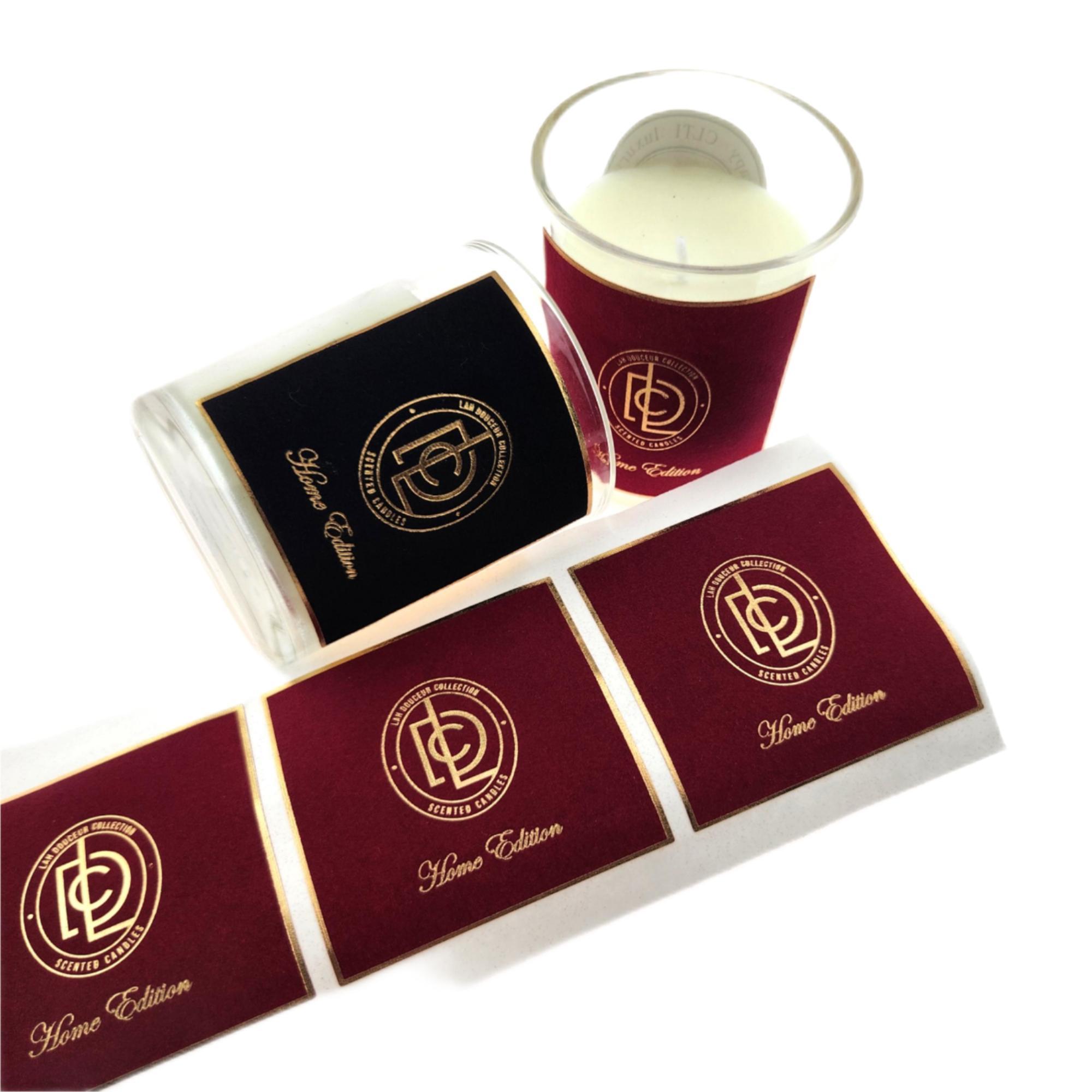 Gold Hot-pressed Embossed Velvet Flocking Adhesive Sticker, Suitable for Candles, Perfume